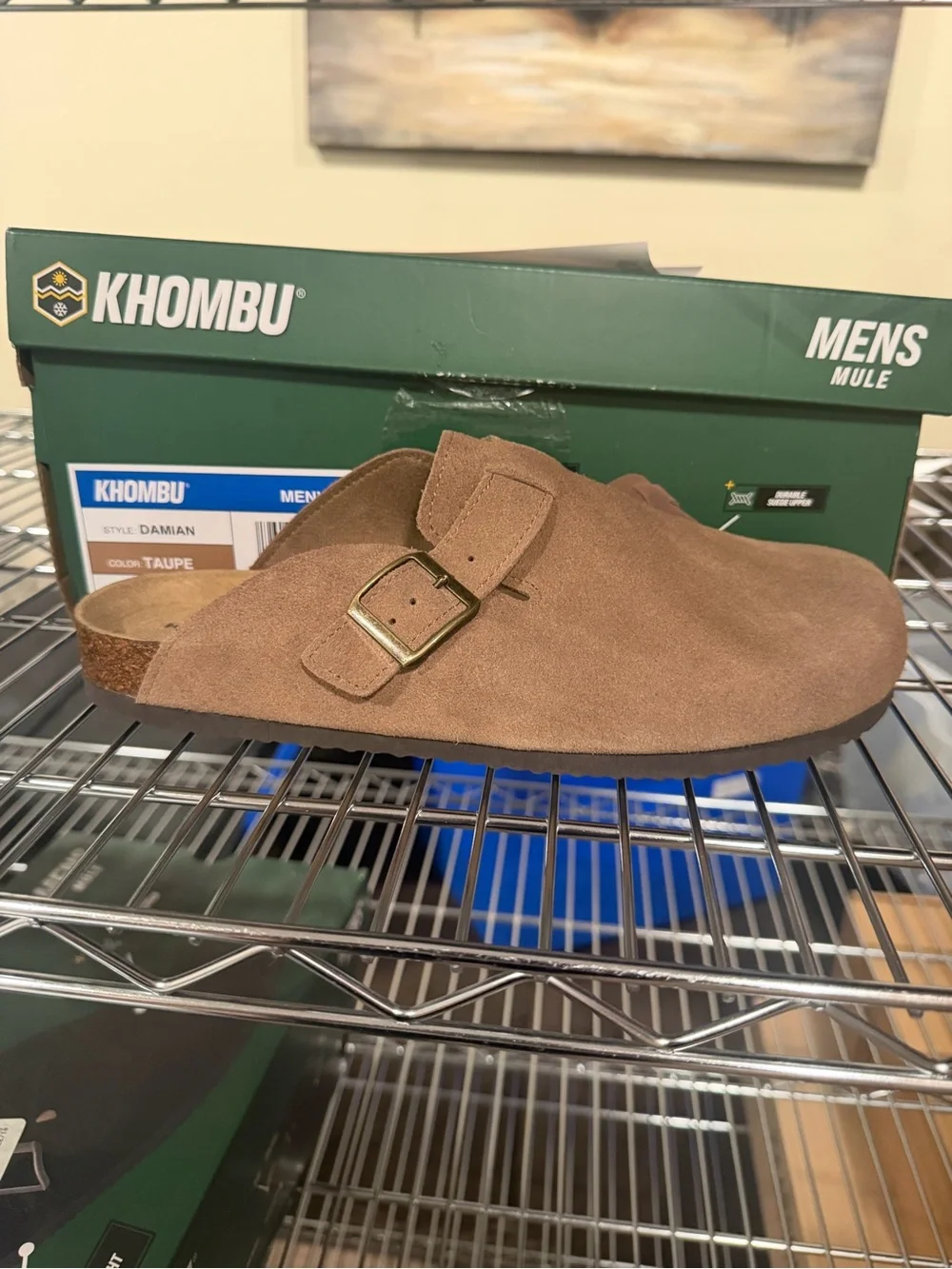 Khombu Damian Men's Mule Taupe Suede Buckle Lightweight Shoes Size 9 M
